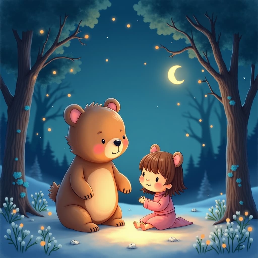 Illustration du conte Hugo et Grizzli, le Géant du Vent Doux
